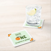 Little Cutie Oranje 1st Birthday Kartonnen Onderzetters (Insitu)