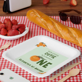 Little Cutie Oranje 1st Birthday Papieren Bordje