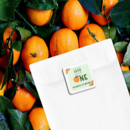 Little Cutie Oranje 1st Birthday Vierkante Sticker
