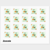 Little Cutie Oranje 1st Birthday Vierkante Sticker (Vel)