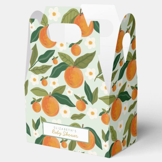 Little Cutie Oranje Baby shower Bedankdoosjes (Geopend)