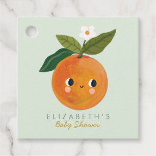 Little Cutie Oranje Baby shower Bedankjes Labels