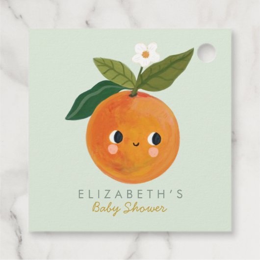 Little Cutie Oranje Baby shower Bedankjes Labels (Achterkant)