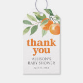 Little Cutie Oranje Baby Shower Cadeaulabel (Voorkant)