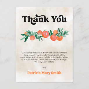 Little Cutie Oranje Baby shower Dank je Briefkaart
