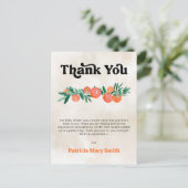 Little Cutie Oranje Baby shower Dank je Briefkaart (Staand voorkant)