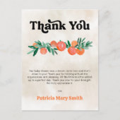 Little Cutie Oranje Baby shower Dank je Briefkaart (Voorkant)