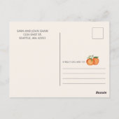Little Cutie Oranje Baby shower Dank je Briefkaart (Achterkant)