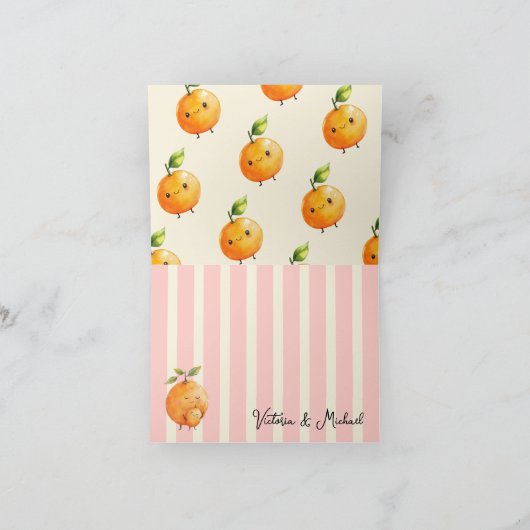 Little Cutie Oranje Baby shower Dank u Kaart (Binnen)