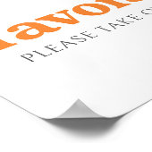 Little Cutie Oranje Baby shower Favorieten Teken Poster (Hoek)