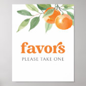 Little Cutie Oranje Baby shower Favorieten Teken Poster (Voorkant)