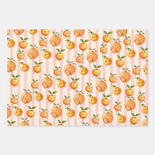 Little Cutie Oranje Baby shower Inpakpapier Vel (Voorkant 2)