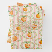Little Cutie Oranje Baby shower Inpakpapier Vel (In situ)