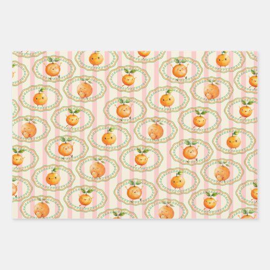 Little Cutie Oranje Baby shower Inpakpapier Vel (Voorkant)
