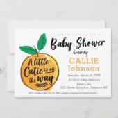 Little Cutie Oranje Baby shower Invitation Kaart (Voorkant)
