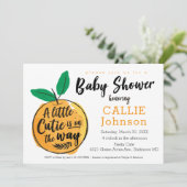 Little Cutie Oranje Baby shower Invitation Kaart (Staand voorkant)