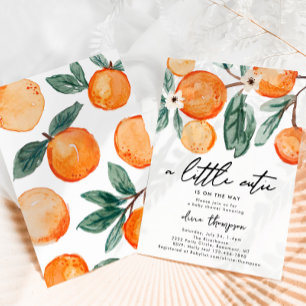 Little Cutie Oranje Baby shower Invitation Kaart