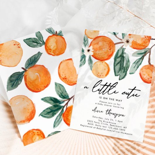 Little Cutie Oranje Baby shower Invitation Kaart