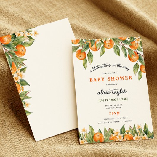 Little Cutie Oranje Baby shower Invitation Kaart