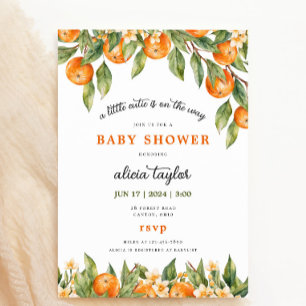 Little Cutie Oranje Baby shower Invitation Kaart