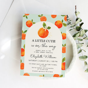 Little Cutie Oranje Baby shower Invitation Kaart