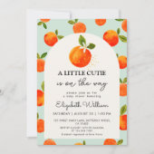Little Cutie Oranje Baby shower Invitation Kaart (Voorkant)