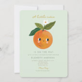 Little Cutie Oranje Baby shower Kaart (Voorkant)