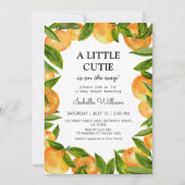 Little Cutie Oranje Baby shower Kaart (Voorkant)