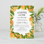 Little Cutie Oranje Baby shower Kaart (Staand voorkant)