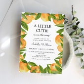 Little Cutie Oranje Baby shower Kaart