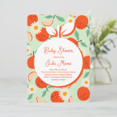 Little Cutie Oranje Baby shower Kaart (Staand voorkant)