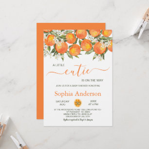 Little Cutie Oranje Baby shower Kaart