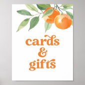 Little Cutie Oranje Baby shower Kaarten en geschen Poster (Voorkant)