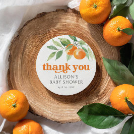 Little Cutie Oranje Baby shower Ronde Sticker