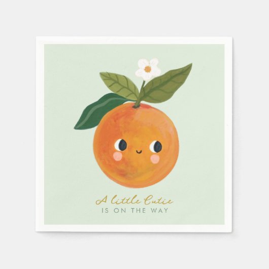 Little Cutie Oranje Baby shower Servet (Voorkant)