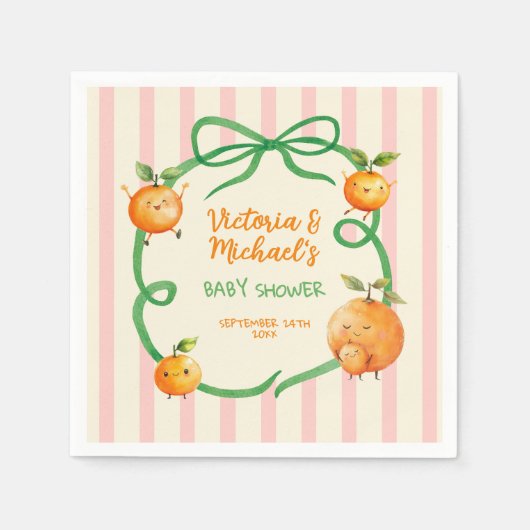 Little Cutie Oranje Baby shower Servet (Voorkant)