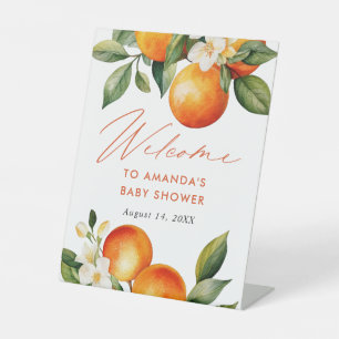 Little Cutie Oranje Baby shower Welkom Reclamebord Met Voetstuk