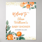Little Cutie Oranje baby shower Welkomstteken Poster (Voorkant)