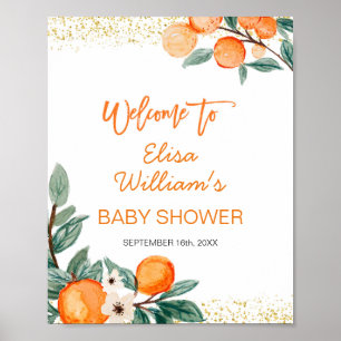 Little Cutie Oranje baby shower Welkomstteken Poster