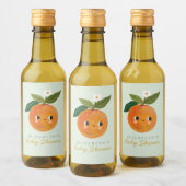 Little Cutie Oranje Baby shower Wijn Etiket (Flessen)