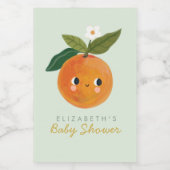 Little Cutie Oranje Baby shower Wijn Etiket (Enkel label)