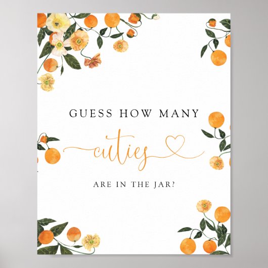 Little Cutie Oranje Botanical Books for Baby Sign Poster (Voorkant)