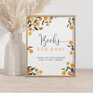 Little Cutie Oranje Botanical Books for Baby Sign Poster