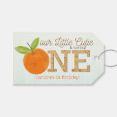 Little Cutie Oranje Citrus 1st Birthday Favor Cadeaulabel (Voorkant (Horizontaal))