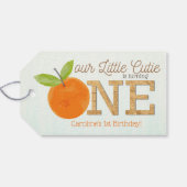 Little Cutie Oranje Citrus 1st Birthday Favor Cadeaulabel (Achterkant Horizontaal)