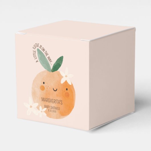 Little Cutie Oranje Citrus Botanische Baby shower Bedankdoosjes (Voorkant Zijde)