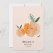 Little Cutie Oranje Citrus Botanische Baby shower Bedankkaart (Achterkant)