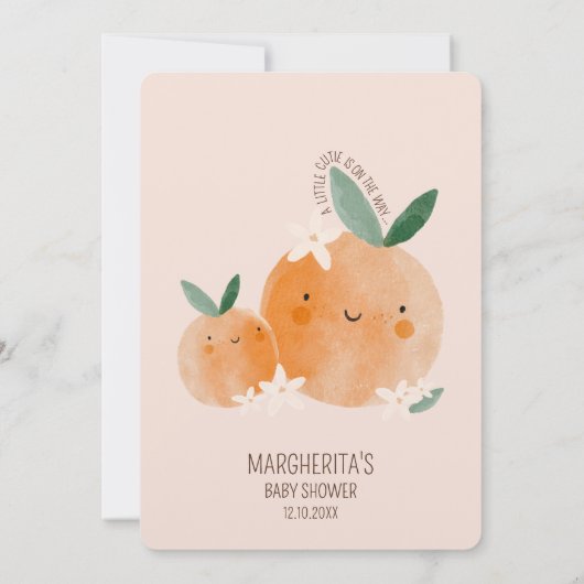 Little Cutie Oranje Citrus Botanische Baby shower Bedankkaart (Achterkant)