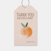 Little Cutie Oranje Citrus Botanische Baby shower Cadeaulabel (Achterkant)