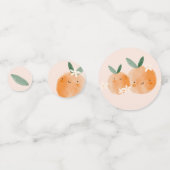 Little Cutie Oranje Citrus Botanische Baby shower Confetti (Achterkanten)